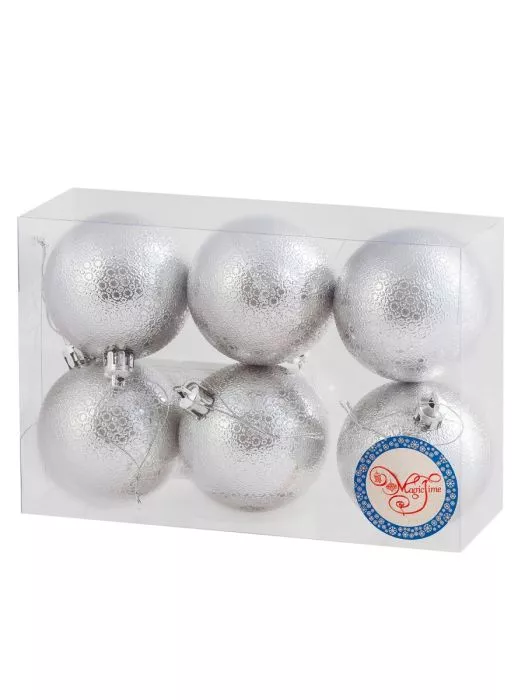 Украшение новогоднее Шар Серебряный калейдоскоп, полистирол, набор из 6шт 6х6х6см арт.87777 по цене 