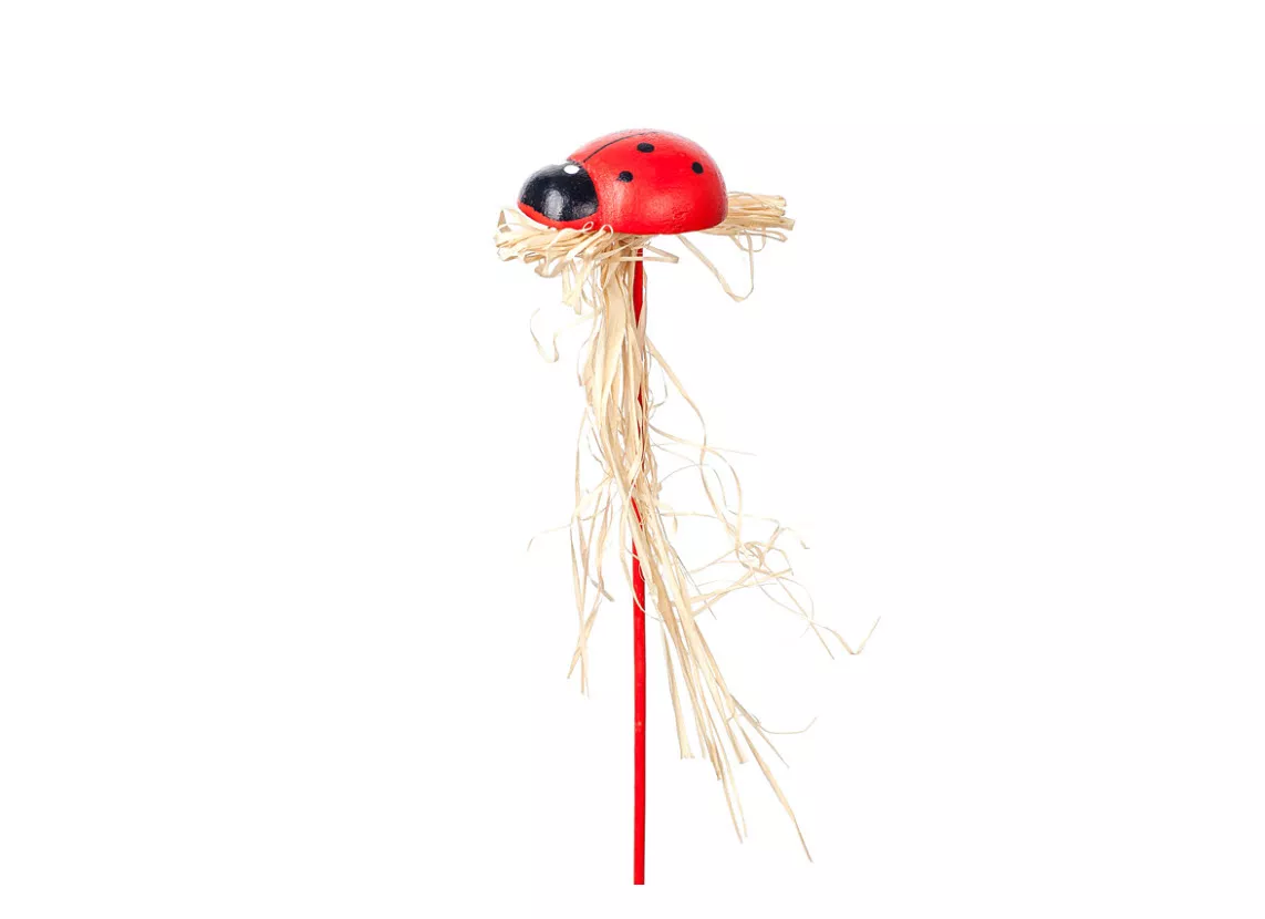 Фигурка декоративная Божья коровка на вставке 3,5x20см, красный по цене 