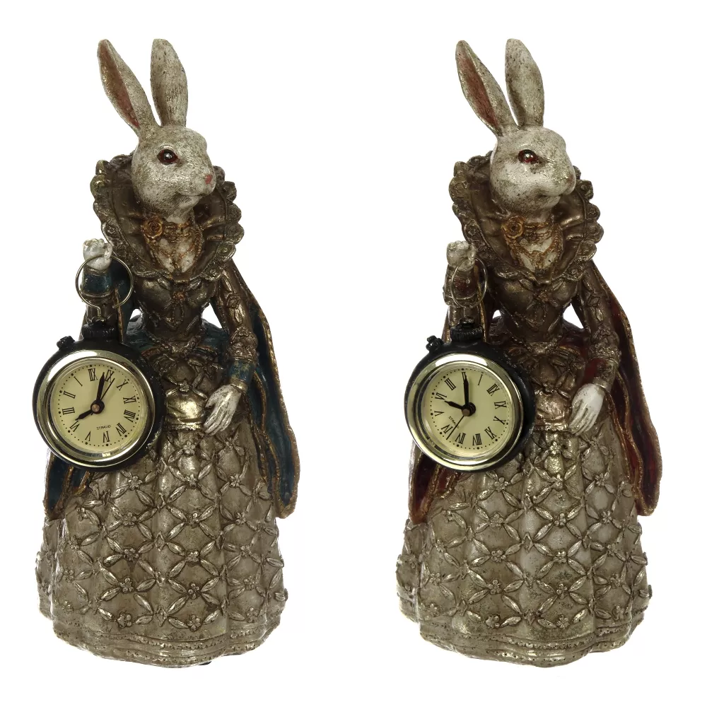 Фигурка декоративная Зайка с часами 12х9,5х24см 2в. арт.742438 по цене 