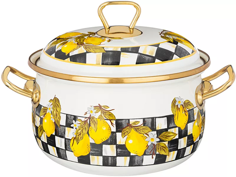 Кастрюля Агнесс с крышкой эмаль лимон 18см индукция 2,8л арт.950-552 по цене 