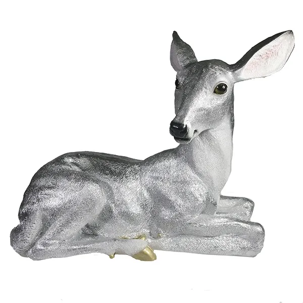 Фигура декоративная Олениха, полистоун серебро 38.5х17х31см по цене 