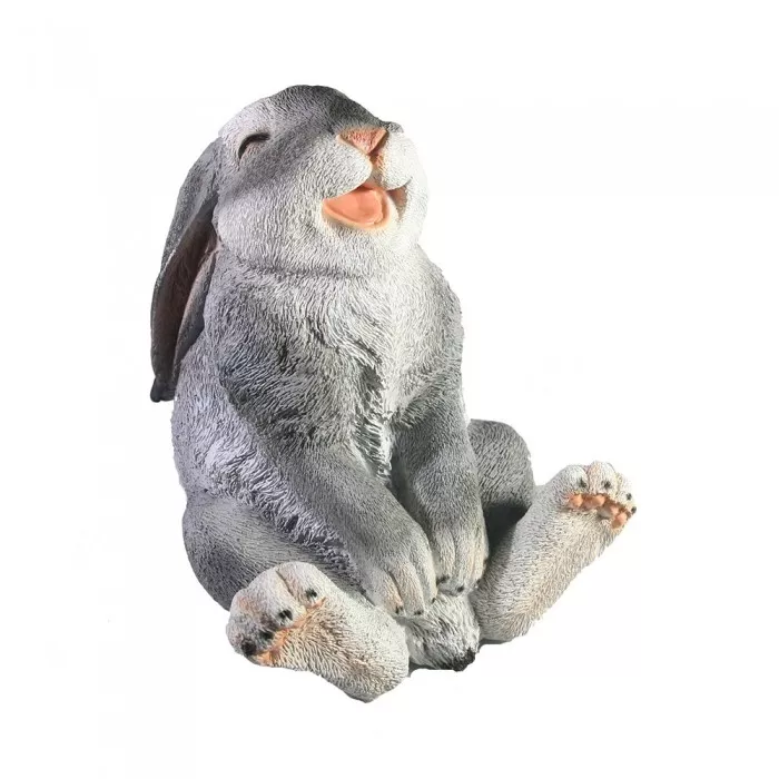 Фигура декоративная садовая Зайка хохочет, полистоун серый 13х11х14см по цене 