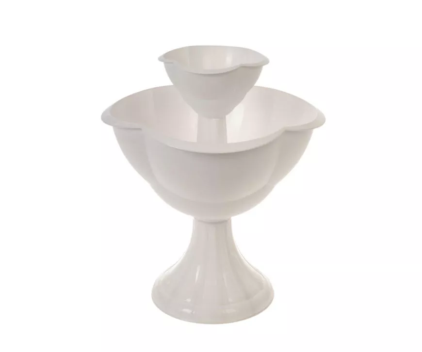 Вазон Клумба на высокой ножке Водопад 2 яруса 60см пластик, белый арт.3721370 по цене 