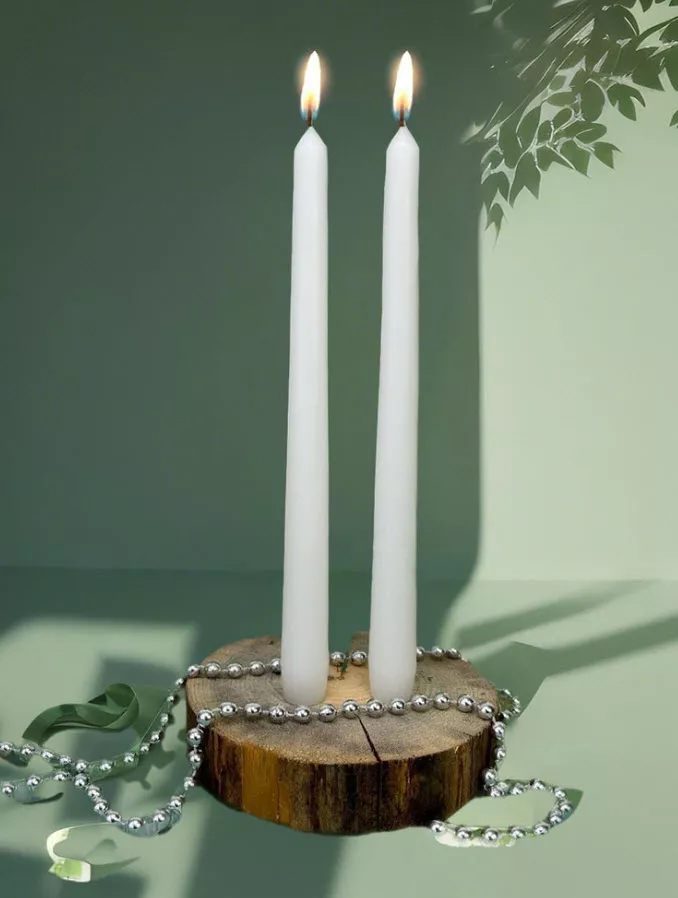 Набор конусных свечей 2шт 29х2,2см, белый по цене 