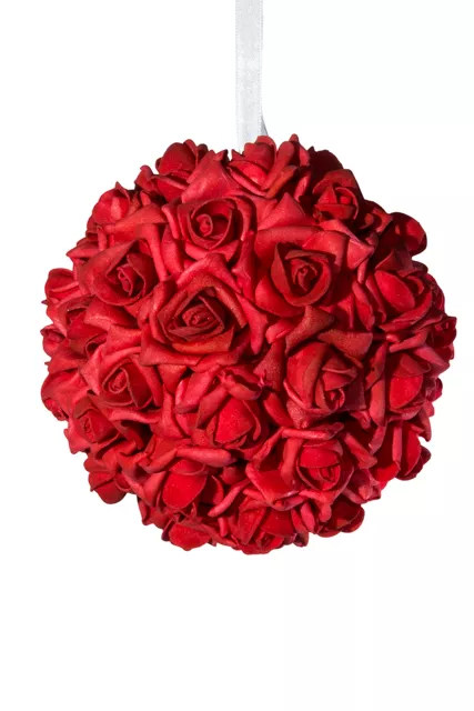 Шар декоративный из иск. цветов, красный 15 см по цене 