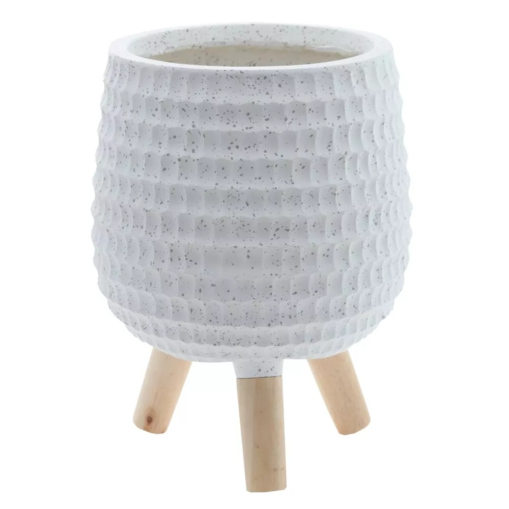 Кашпо Чаша на ножках 25х25х38см, белый, магнезия, дерево арт.817468 по цене 