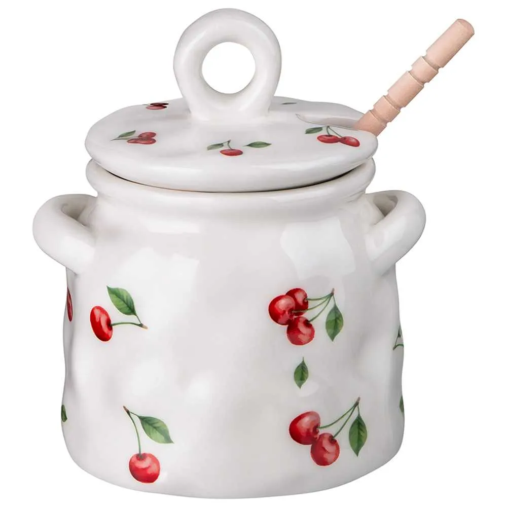 Банка для меда Лефард Вишня 450мл, керамика арт.358-2353 по цене 