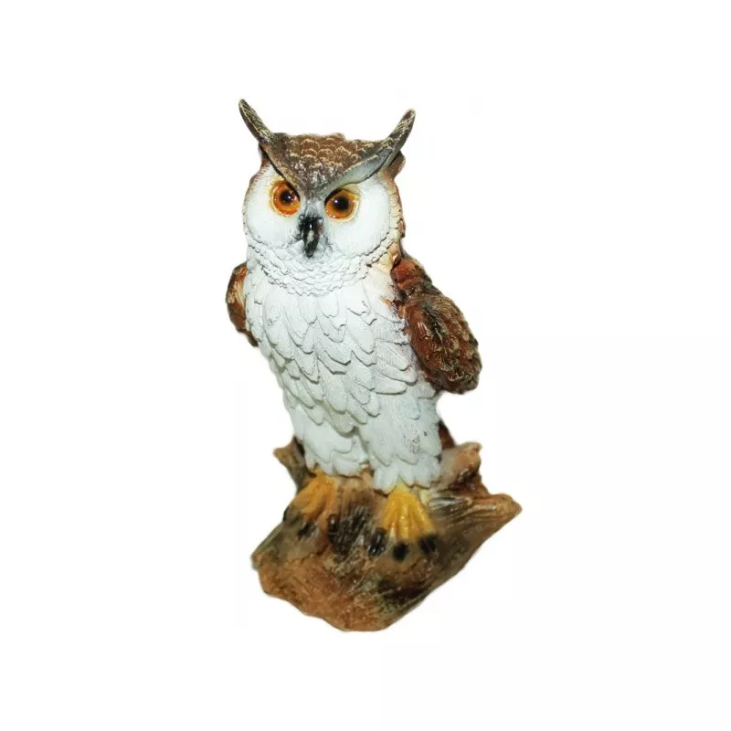 Фигура декоративная садовая Филин маленький на бревне полистоун 20х38см по цене 