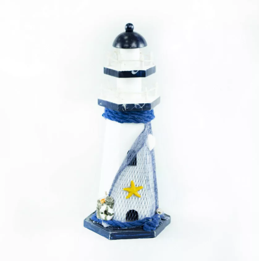 Сувенир Маяк дерево 27см, бел/син по цене 
