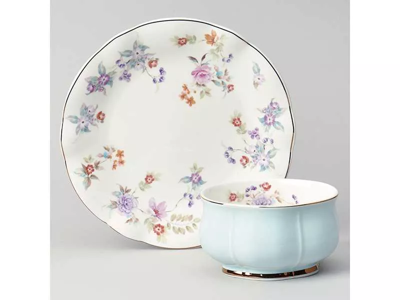 Набор для завтрака Лефард Времена года 2пр 440мл голубой, фарфор арт.42-561 по цене 