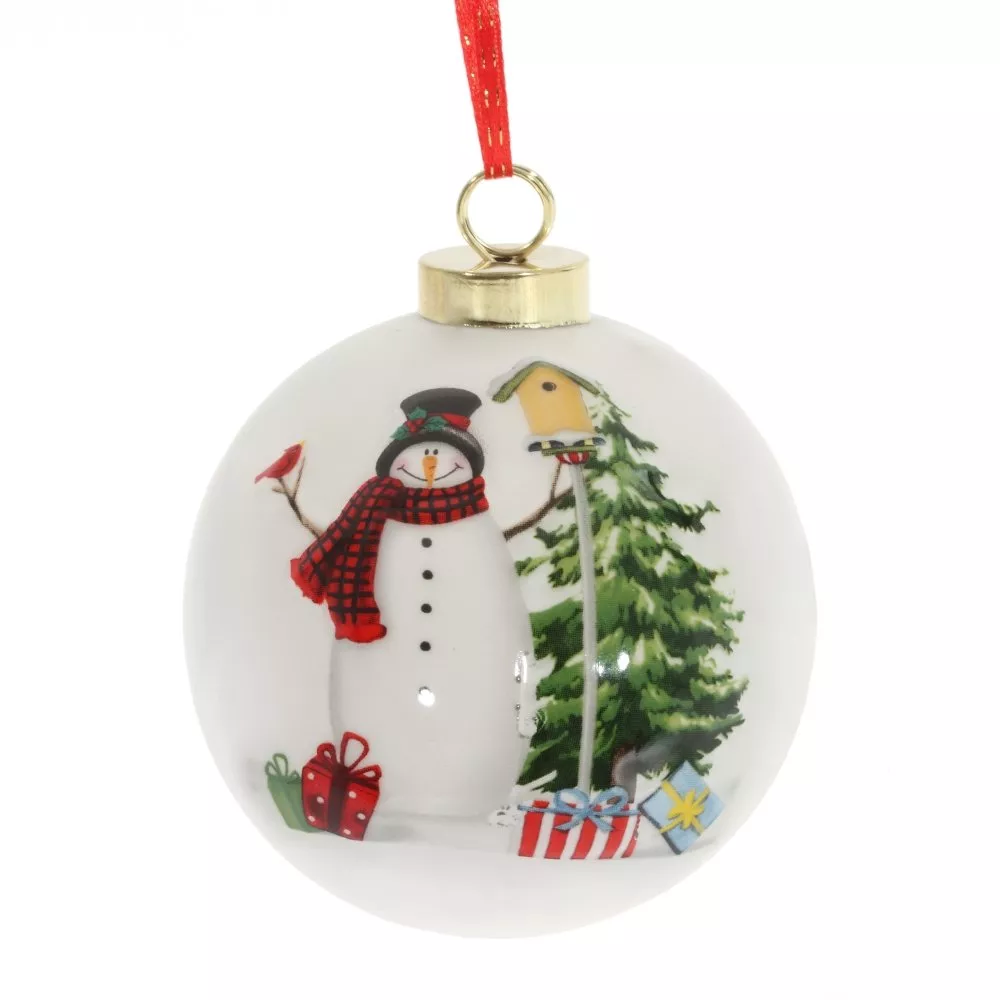 Украшение новогоднее Шар Снеговик1 8см по цене 