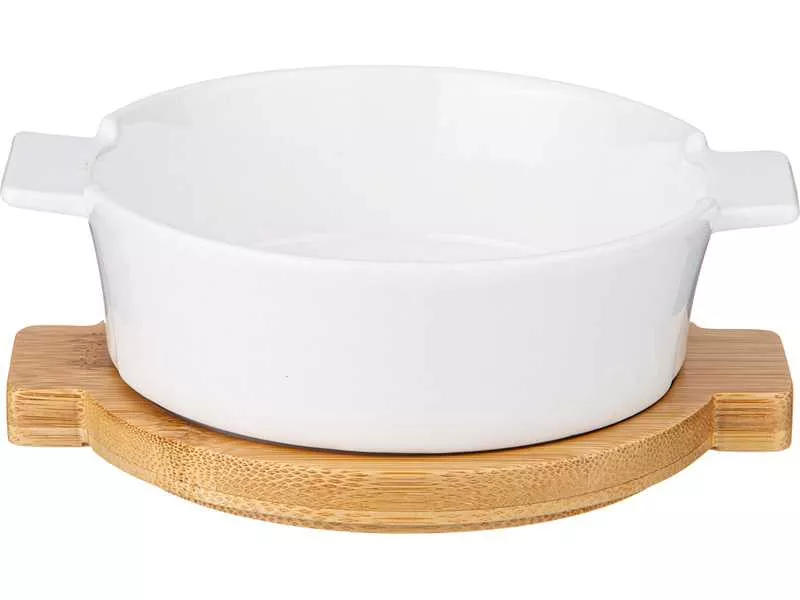 Салатник с ручками на дер.подставке Лефард Натив 15,3х12,9х5,5см, фарфор арт.761-080 по цене 