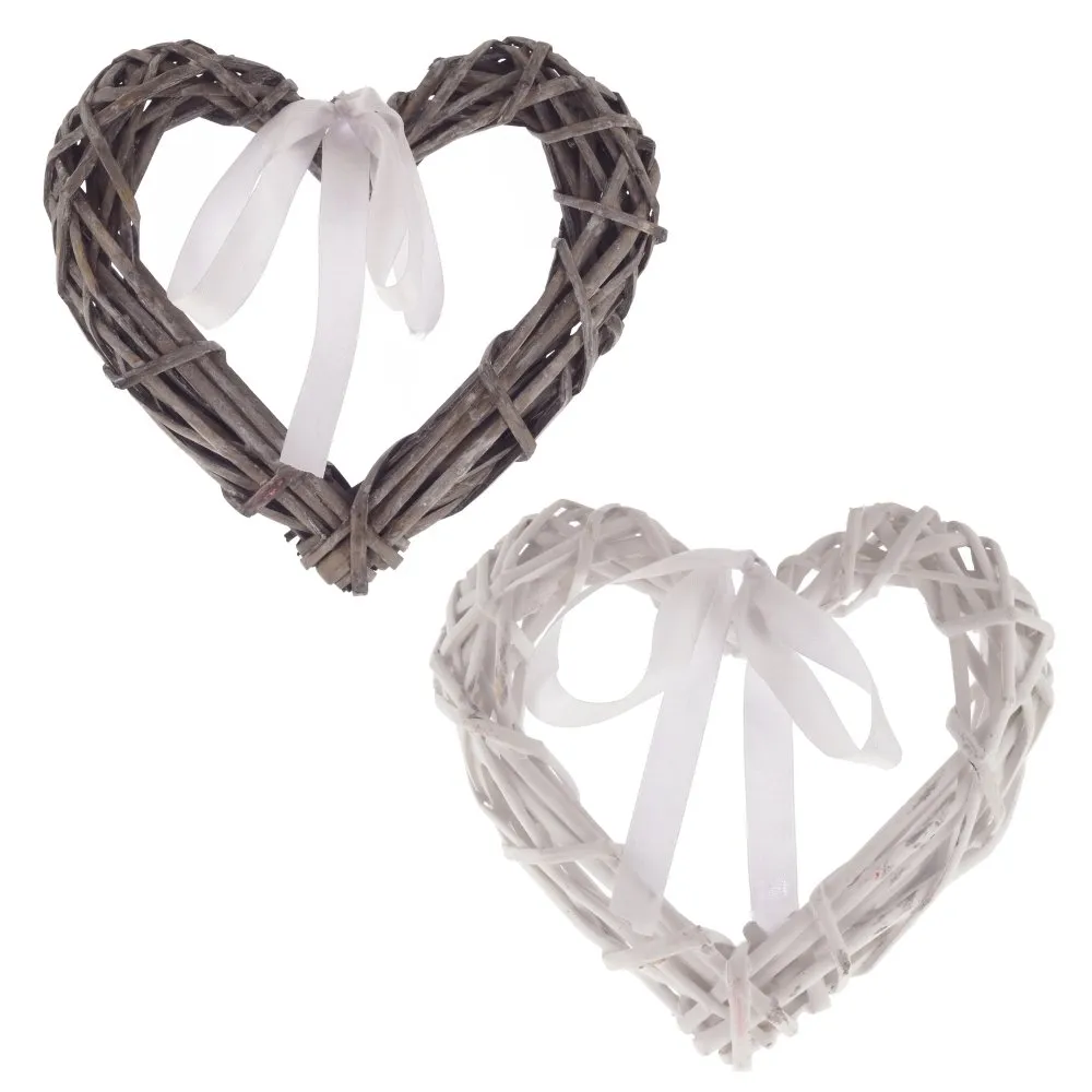 Изделие декоративное Сердце плетеное с белой тесьмой 20х4х19см дерево арт.401867 по цене 