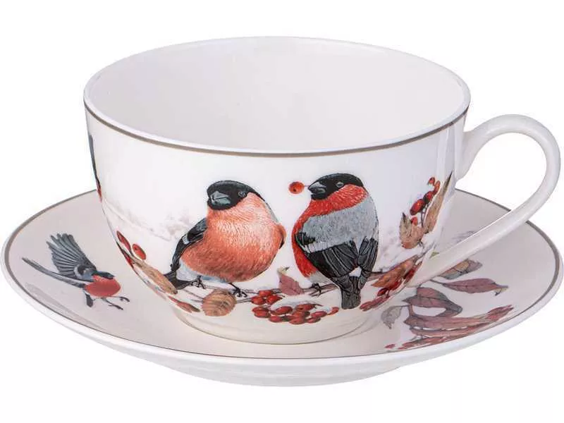 Пара чайная Лефард Лесная сказка Снегири 300мл, фарфор арт.85-2027 по цене 