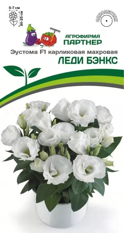 Семена Эустома F1 карликовая махровая белая Леди Бэнкс 5 шт.Партнер 