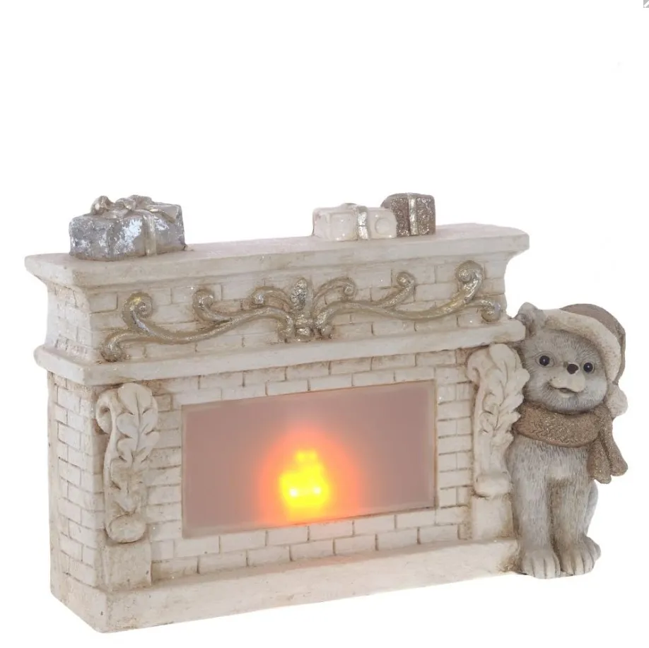 Фигура декоративная Камин с котенком большой Н-29см полистоун арт.НФ381 по цене 