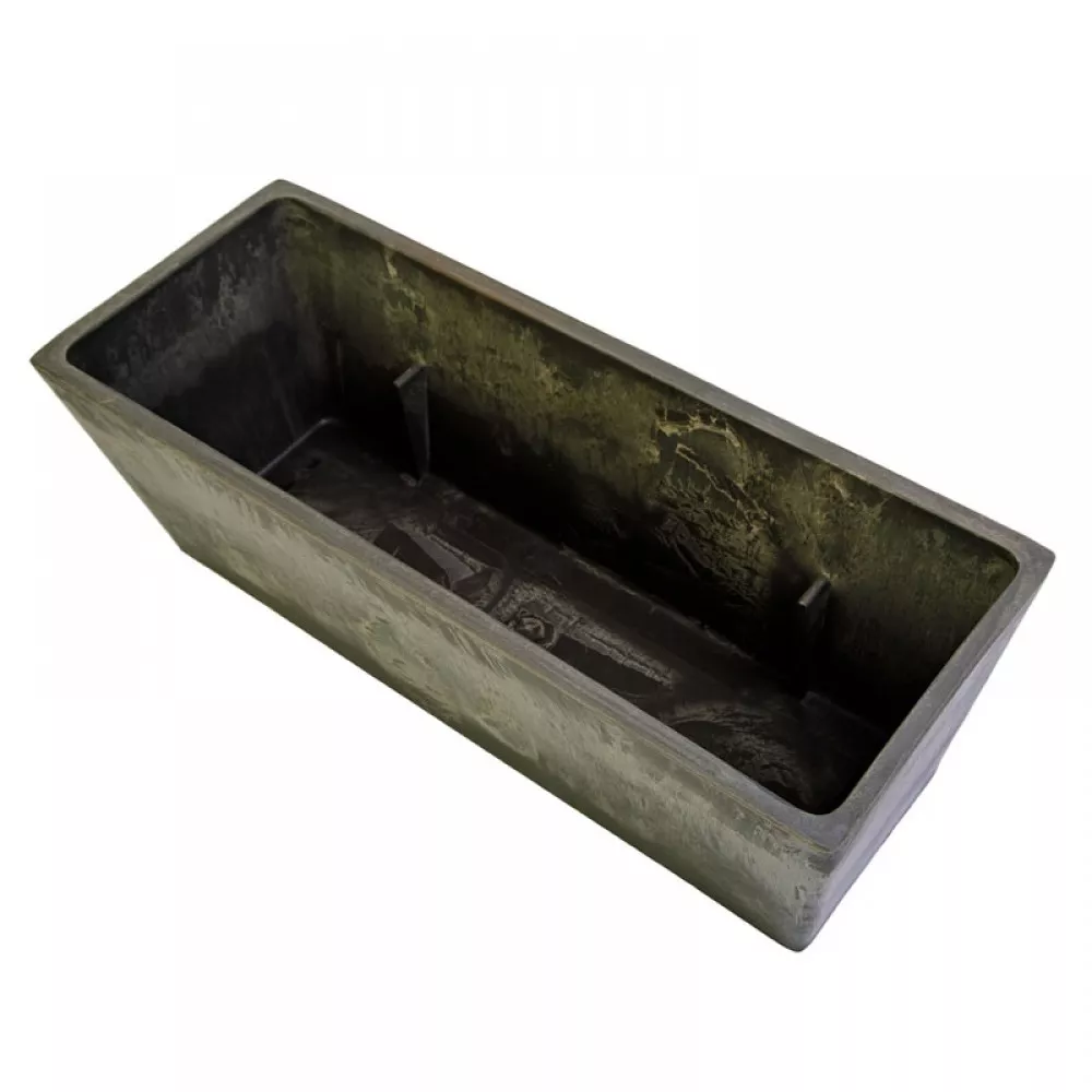 Кашпо балконное прямоугольное Гриншип 10л, 16х19х50см пластик темно-серое по цене 