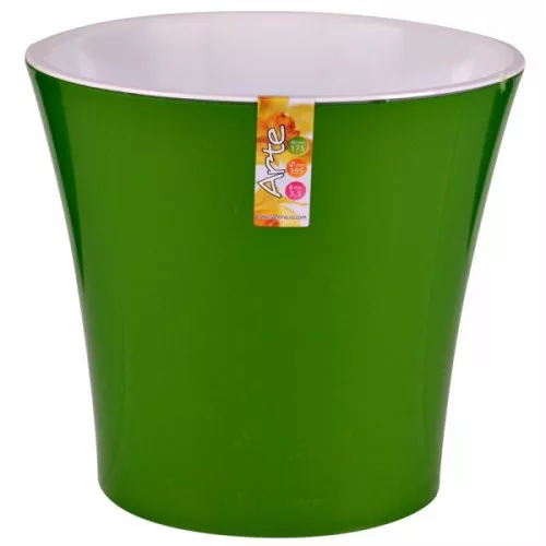 Кашпо Сантино Арте со вставкой пластик d13,5см h12,5см V1,2л зеленое золото по цене 