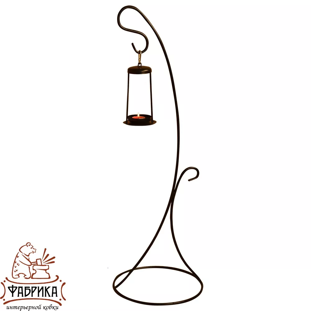 Подсвечник напольный Фонарик металл черный 86х29х29см по цене 