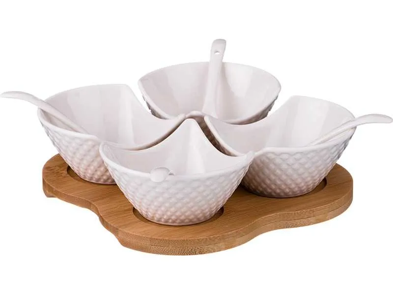 Набор сервировочный на дерев подставке Лефард Диаманд 9пр, фарфор/дерево арт.359-381 по цене 