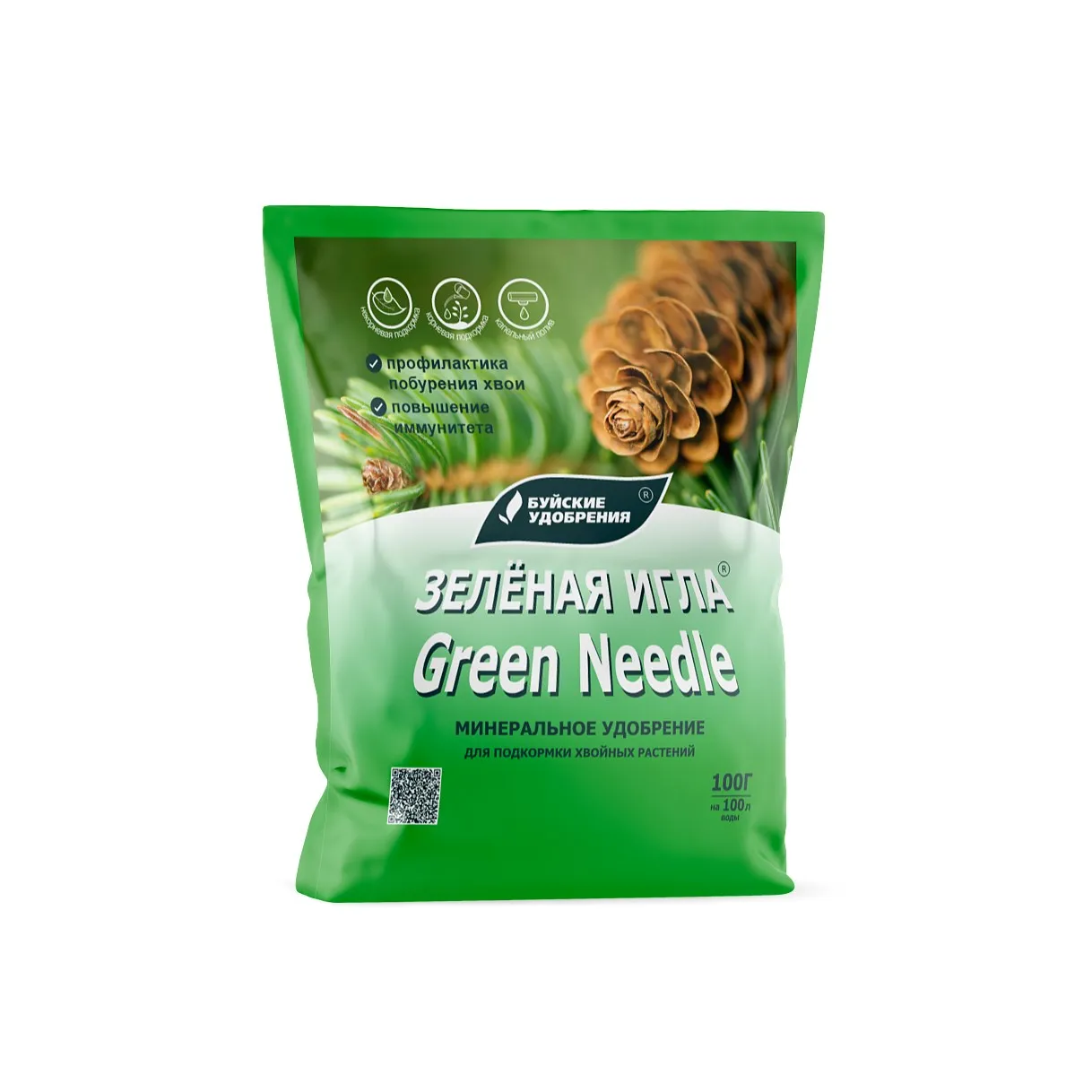 Удобрение сухое БХЗ водорастворимое Зеленая игла 0,1 кг по цене 