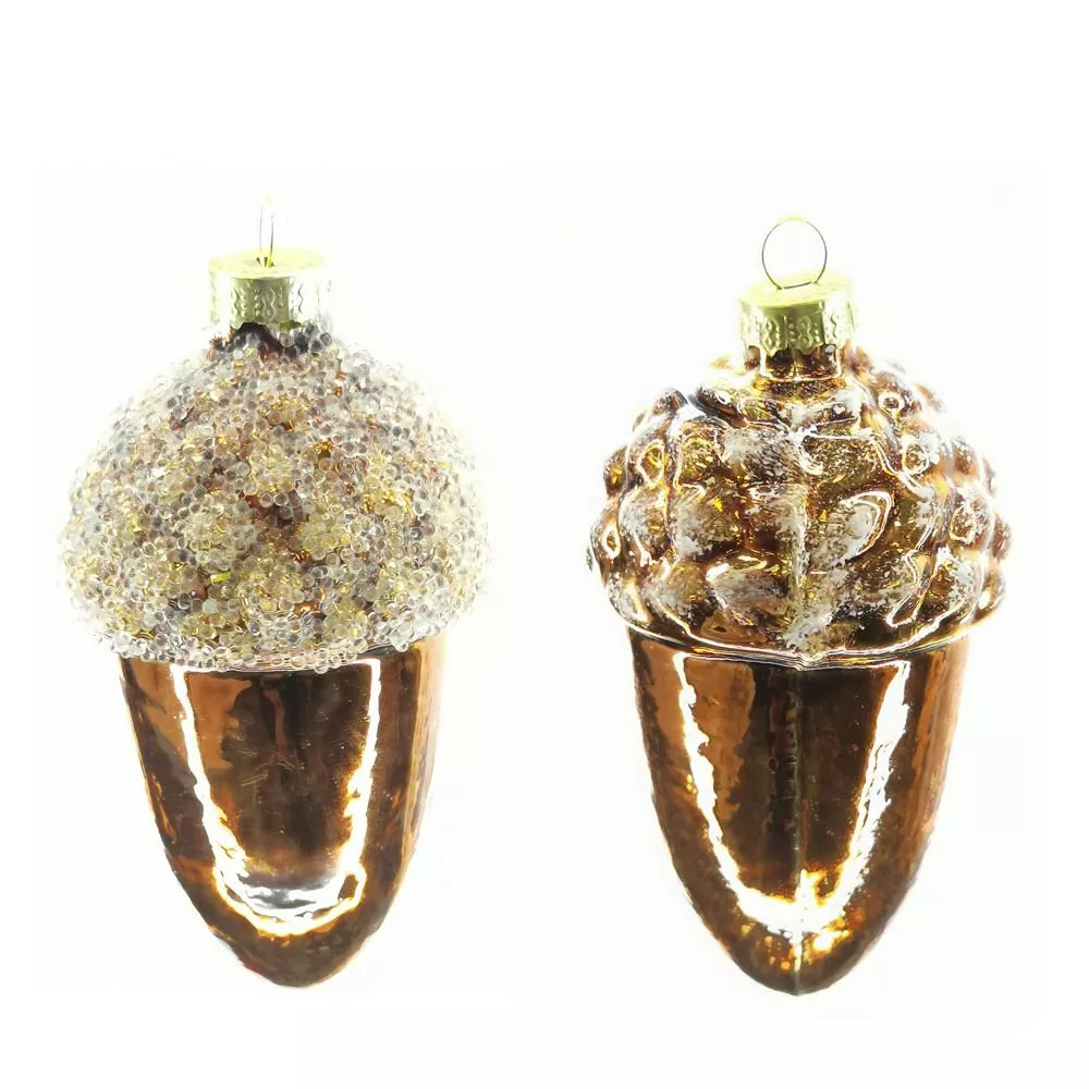 Украшение новогоднее Желудь 5,5х5,5х10см стекло арт.753064 по цене 