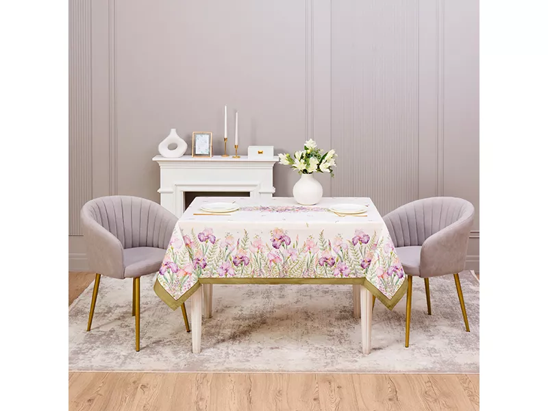 Скатерть с пропиткой Ирисы 140х180см, хлопок твил, белый арт.850-743-2 по цене 