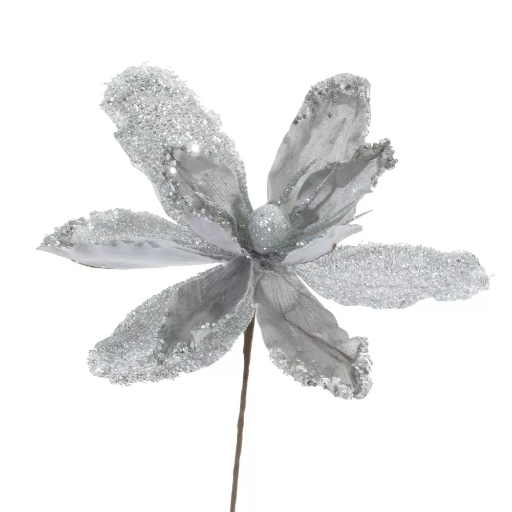 Цветок искусственный серебряный 33х33х53см по цене 