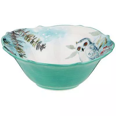 Салатник сервировочный Лефард Сова фарфор голубой 19х7см 600мл по цене 