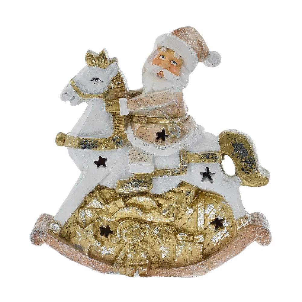 Фигура декоративная Дед Мороз на лошади Н-25см полистоун арт.НФ133 по цене 
