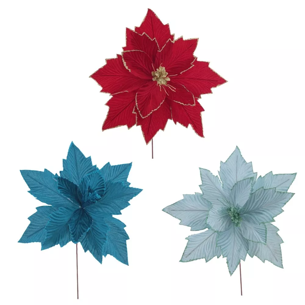 Цветок искусственный Пуансеттия 42х42х45см 3в. арт.813782 по цене 