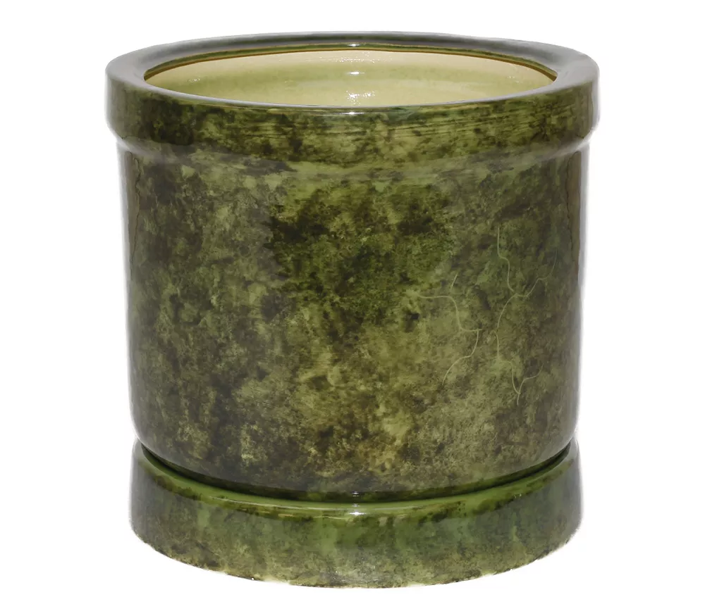 Кашпо декоративное Цилиндр среднее, зеленый В37см по цене 