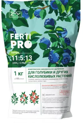 Удобрение сухое  Фертипро для голубики минеральное 1кг по цене 