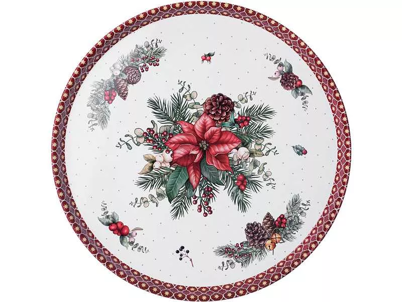 Поднос сервировочный Агнесс Праздник сталь 33х2,1см арт.898-131 по цене 