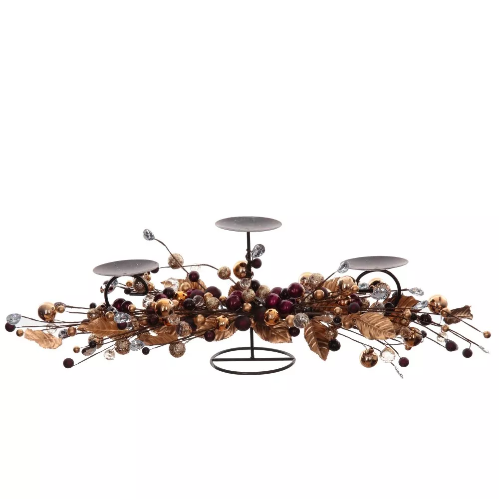 Подсвечник Золотые шарики на 3 свечи 74х19х21,5см по цене 