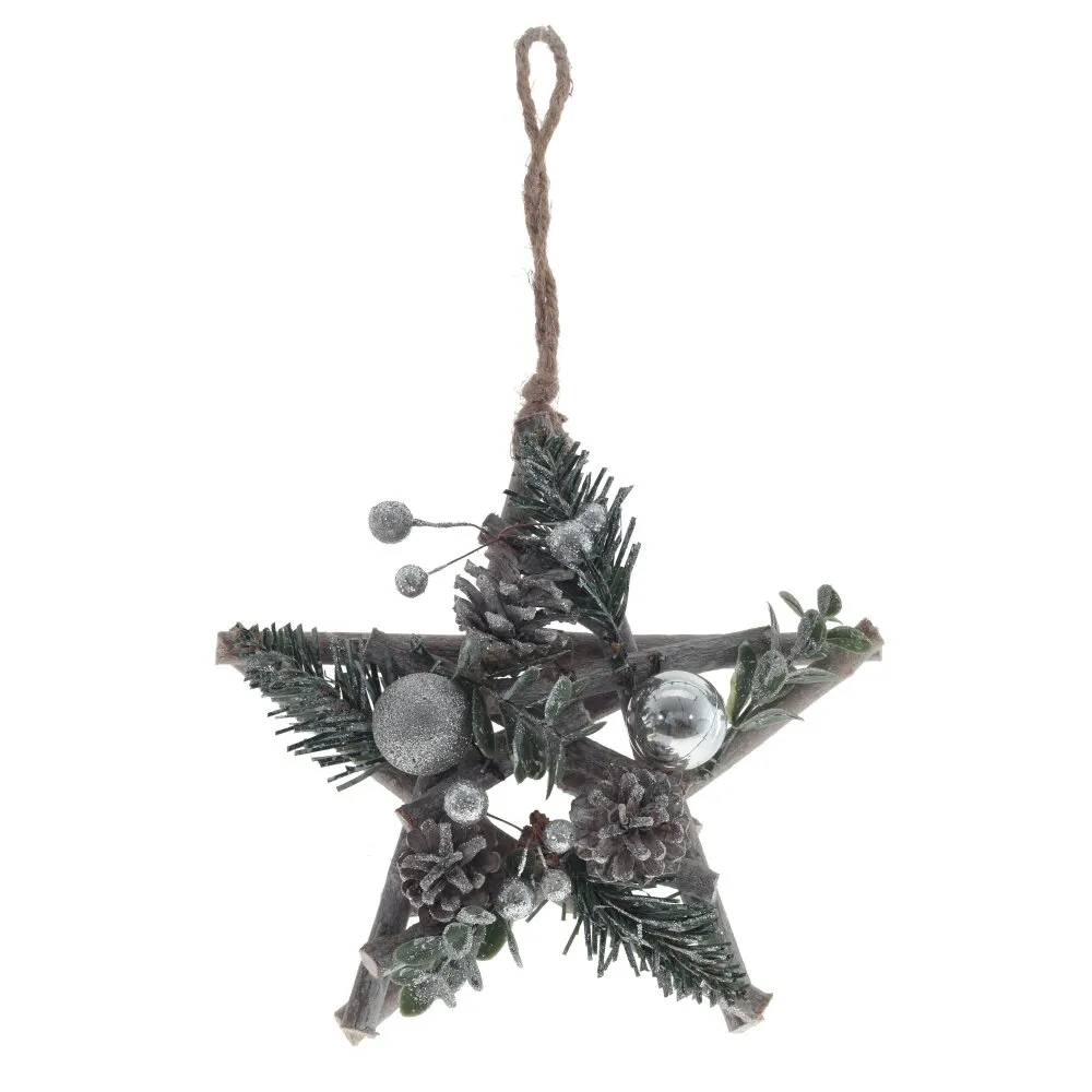 Изделие декоративное Звезда подвесная серая 20х7см по цене 