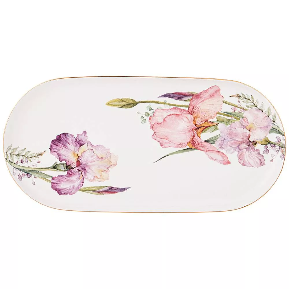 Блюдо овальное Лефард Ирис фарфор белый 30,5см по цене 