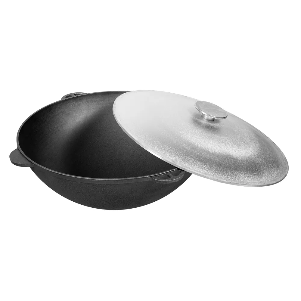 Казан домашний, дачный чугунный с крышкой Бойскаут  в чехле, азиатская чаша 12л по цене 