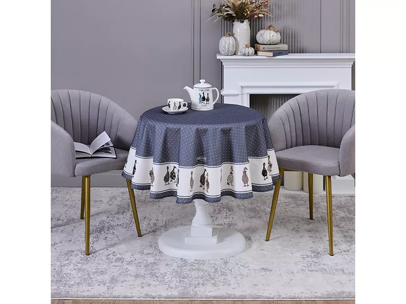 Скатерть круглая Семейная ферма 150см клетка капучино, хлопок твил пропитка арт.850-747-23 по цене 