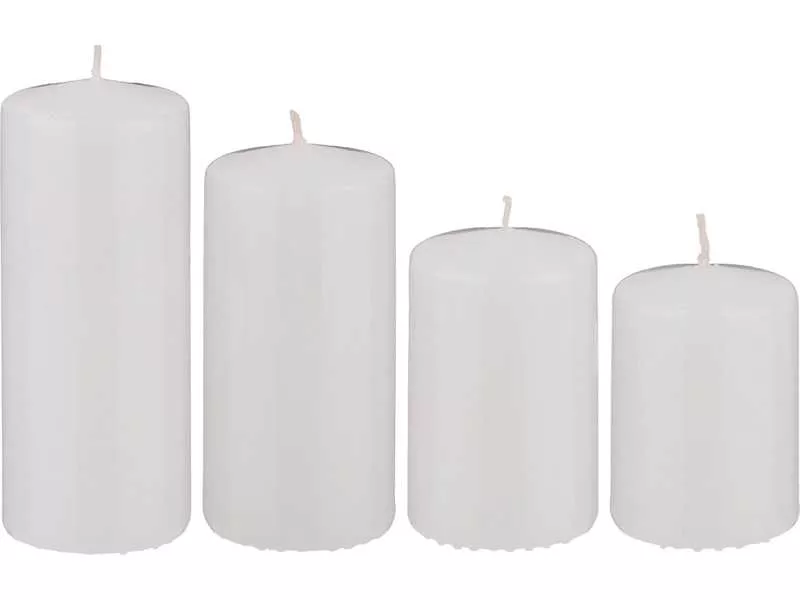 Набор свечей из 4 шт. 7/8/10/12х5см, белый арт.348-594 по цене 
