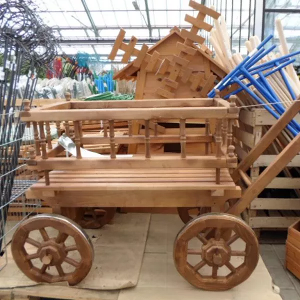 Телега малая, дерево сосна, коричневый 183х70х80см по цене 