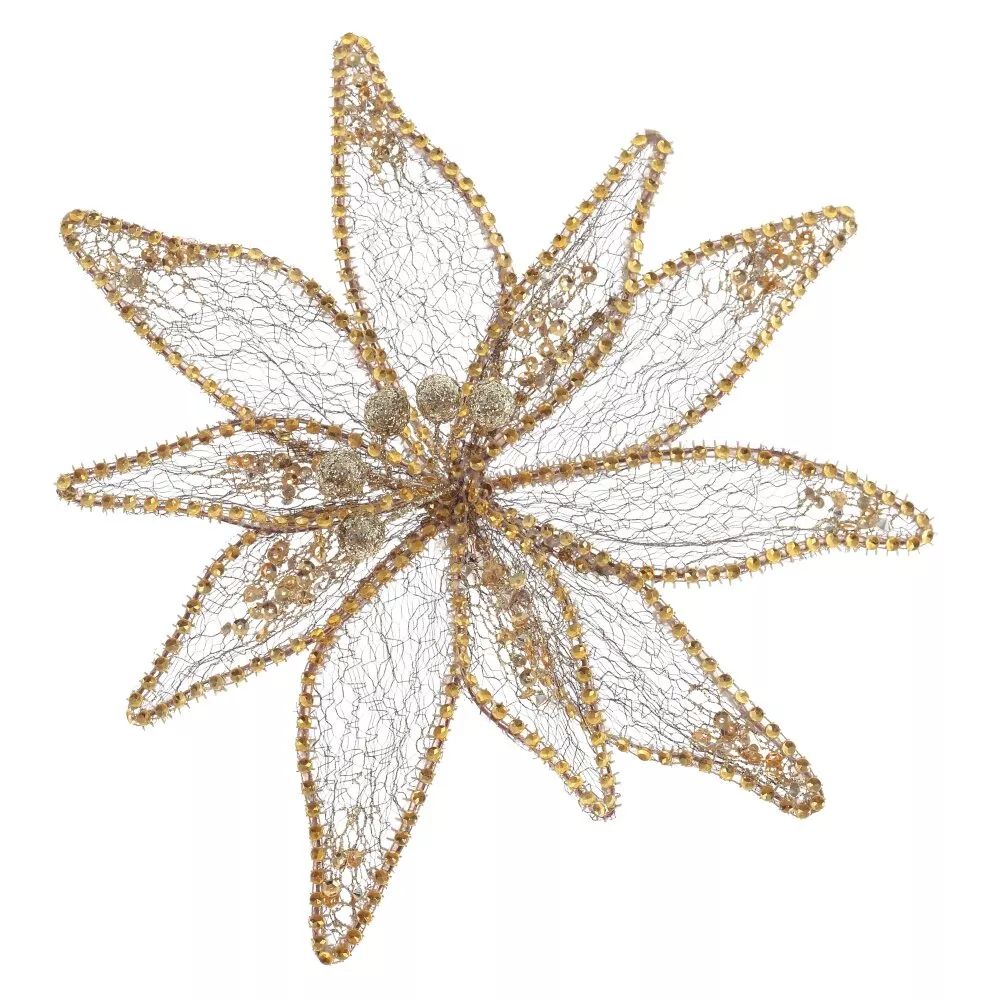 Цветок искусственный Пуансеттия на клипсе 23см арт.791117 по цене 