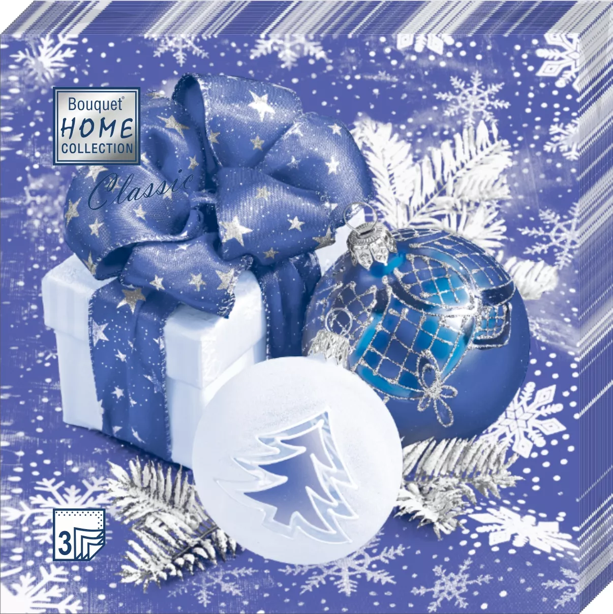 Салфетки бумажные Новогодняя композиция 33х33см 3-х слойные 20л арт.57807 по цене 