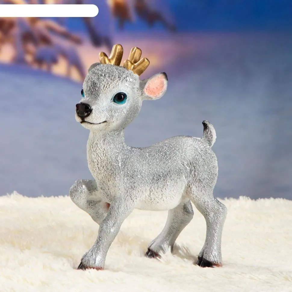 Фигура декоративная Олененок Бэйб, полистоун серебро 22х13х30см по цене 