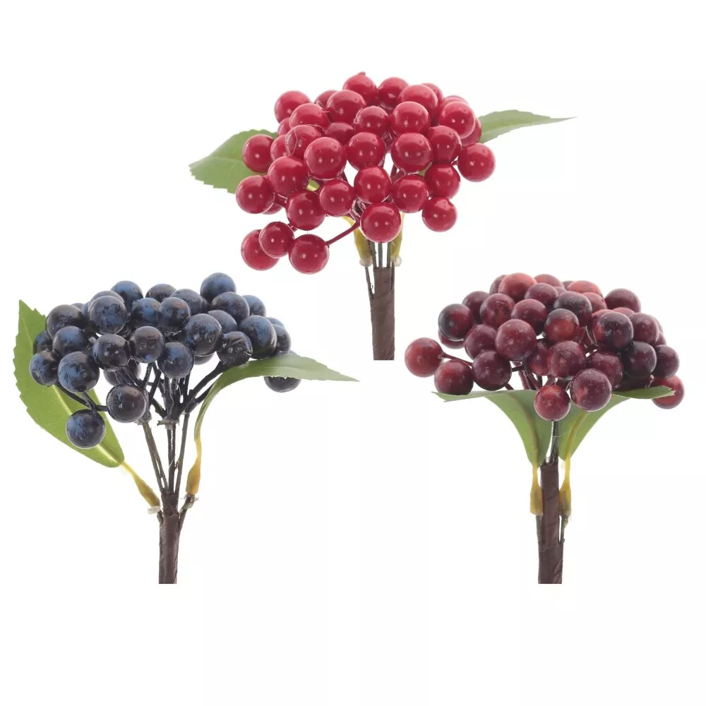 Ветка искусственная Ягода 12х10х27см 3в. арт.795203 по цене 