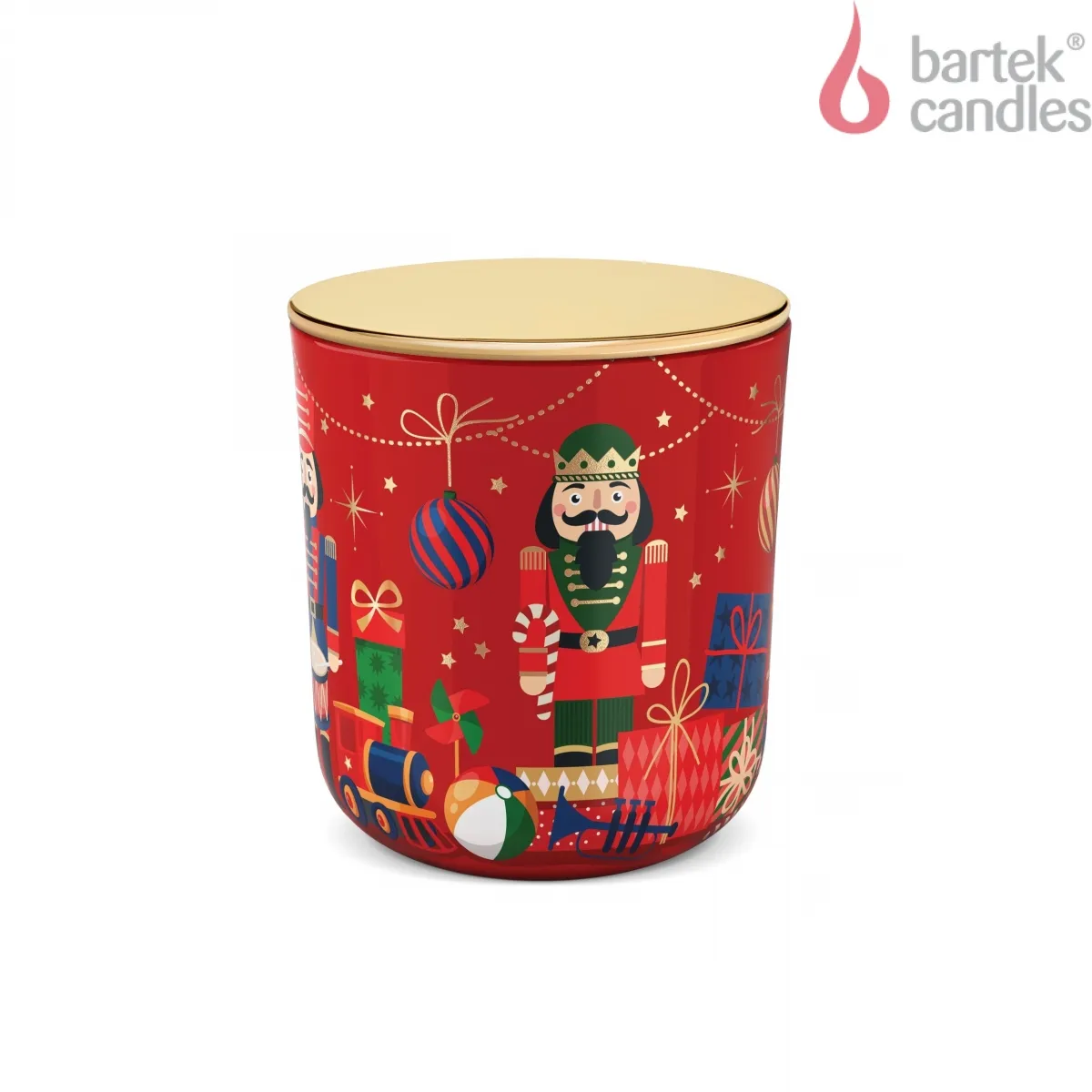 Свеча ароматизированная в стакане Щелкунчик с дер фитилем 150гр с крышкой по цене 