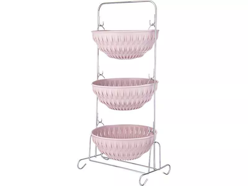 Корзина для овощей 3-х ярусная пластик пудровый арт.166-171 по цене 