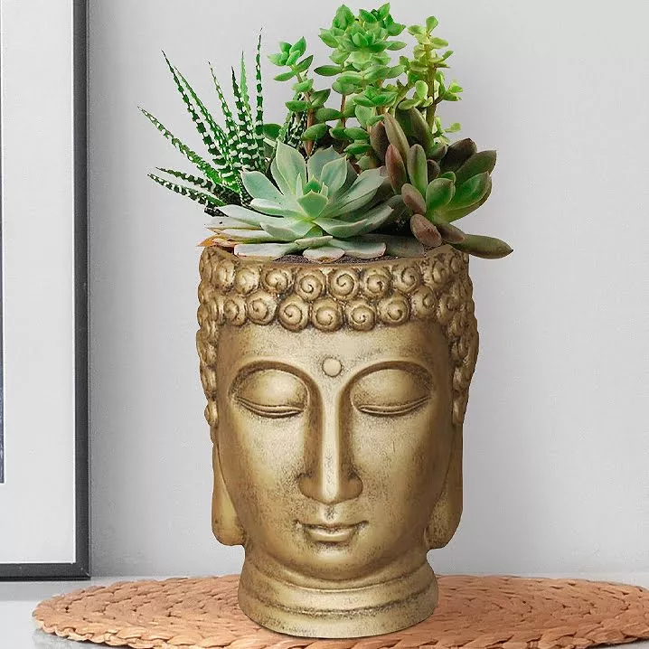 Кашпо Голова Будды 2,6л файберстоун, золото 19х18х24см арт.BUD-FP-GLD-19 по цене 