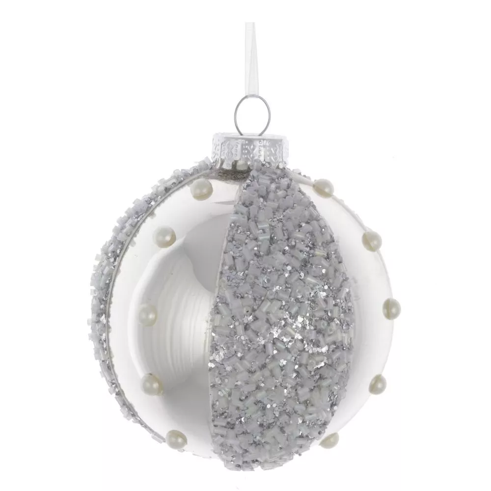 Украшение новогоднее Шар Серебряный блюз 8см по цене 