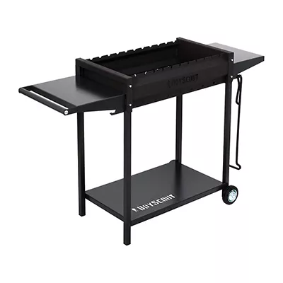 Мангал Бойскаут 61617 с 2-мя столиками, дровницей и кочергой на колесах, сталь 2 мм, 122х49х80 см по цене 